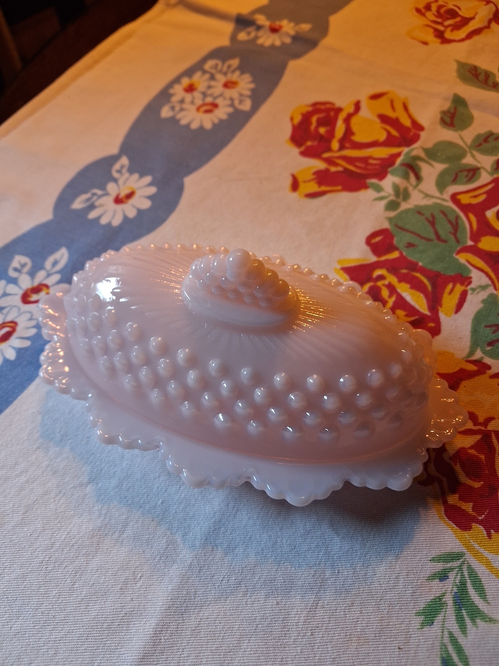 Mosser Pink Milk Glass Hobnail Covered Butter Dish - Pink - Picture 3 of 9